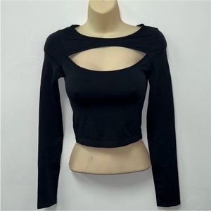 Black Cutout Long Sleeve Top